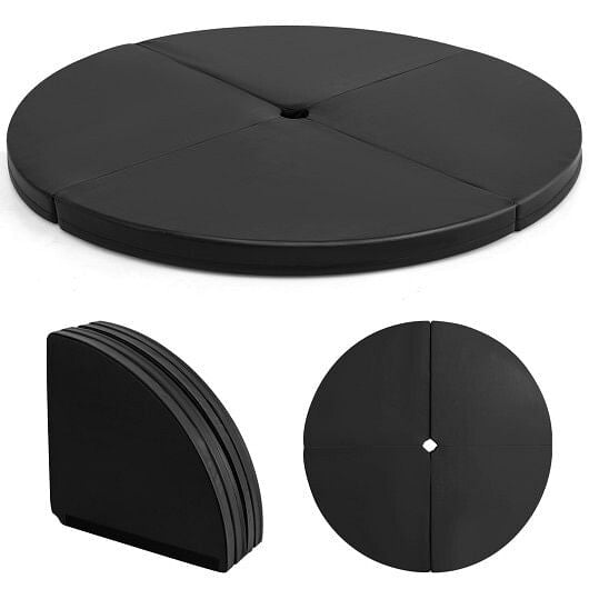 Pole Dance Crash Mat Round Portable Yoga Mat with EPE Foam-Black-4