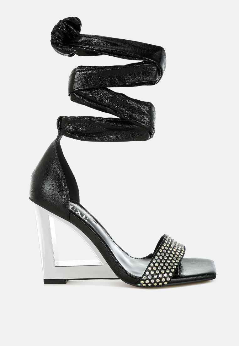 Hashira AB Rhinestone Studded Lace-Up Fantasy Heels-5