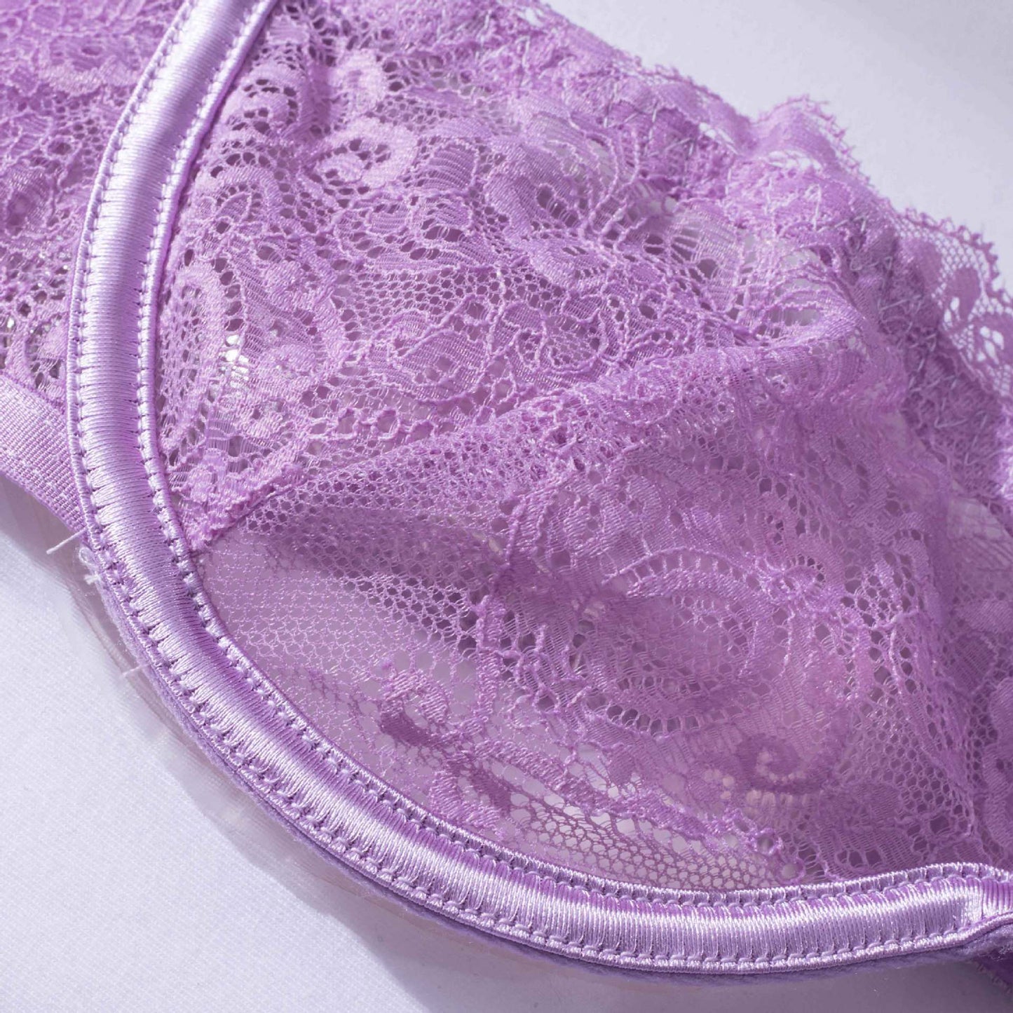 Lavender Whisper Sheer Balconette Lingerie Set Bra Show