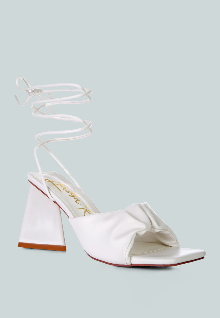 Primavera Ruched Triangular Heel Lace Up Sandal-1
