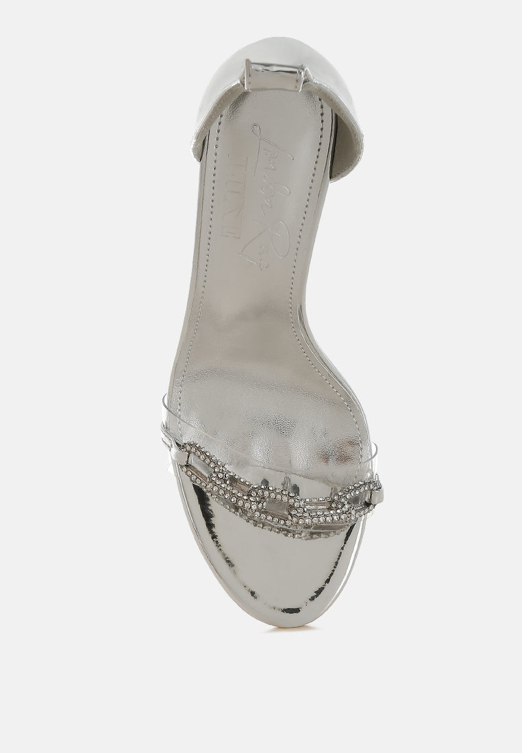 Traben Rhinestones Chain Metallic Stiletto Sandals-3