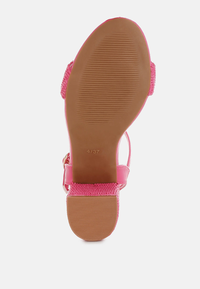 Tulata Raffia Pin Buckle Block Heels-4