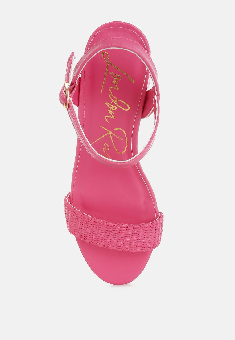 Tulata Raffia Pin Buckle Block Heels-3