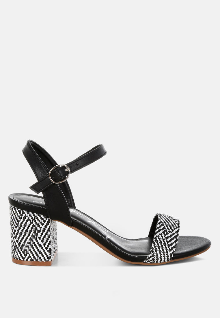 Tulata Raffia Pin Buckle Block Heels-6