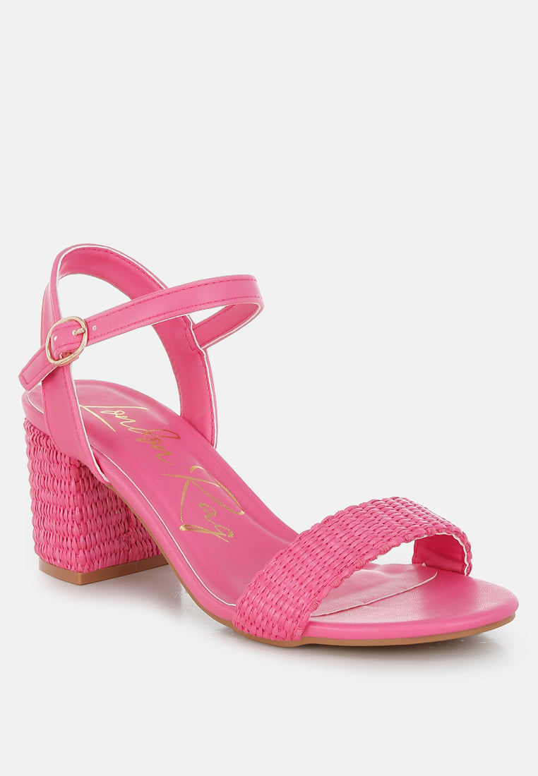 Tulata Raffia Pin Buckle Block Heels-1