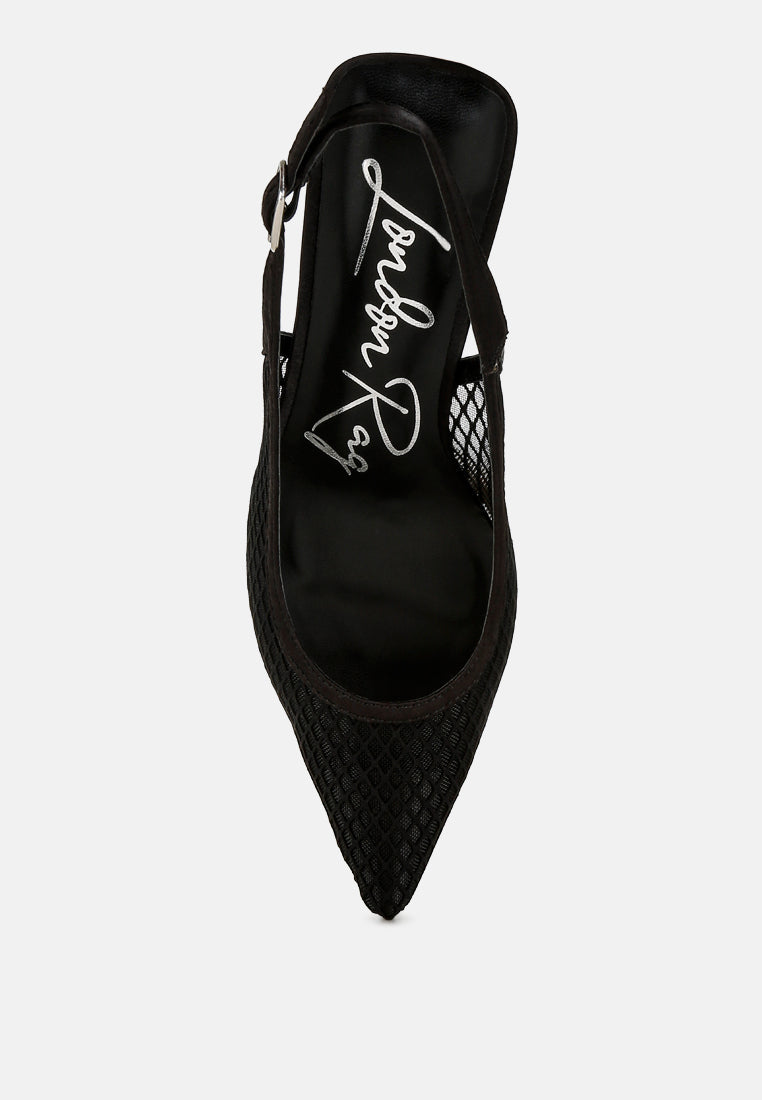 Kiev Mesh Pin Buckle Pointed Mules-4