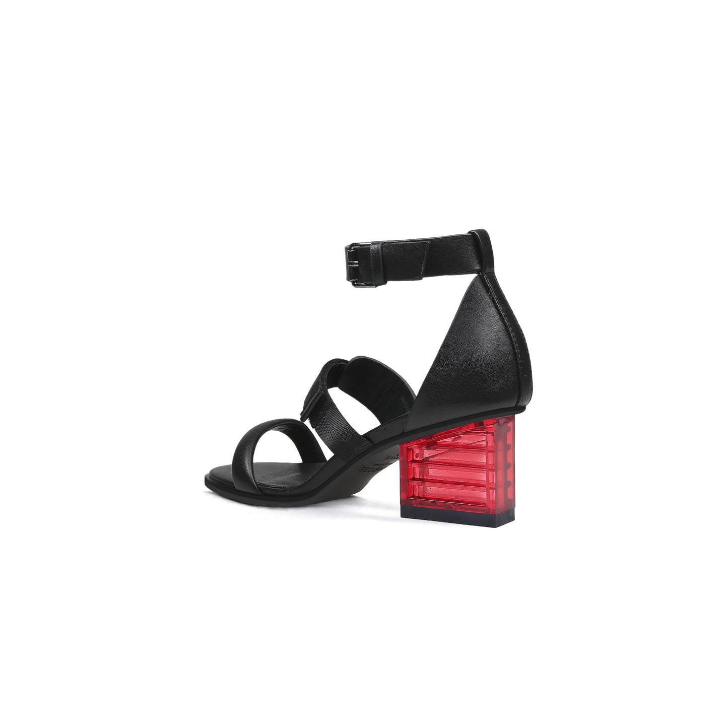 Leather Wrap Strap Sandals with Glass Heels-3