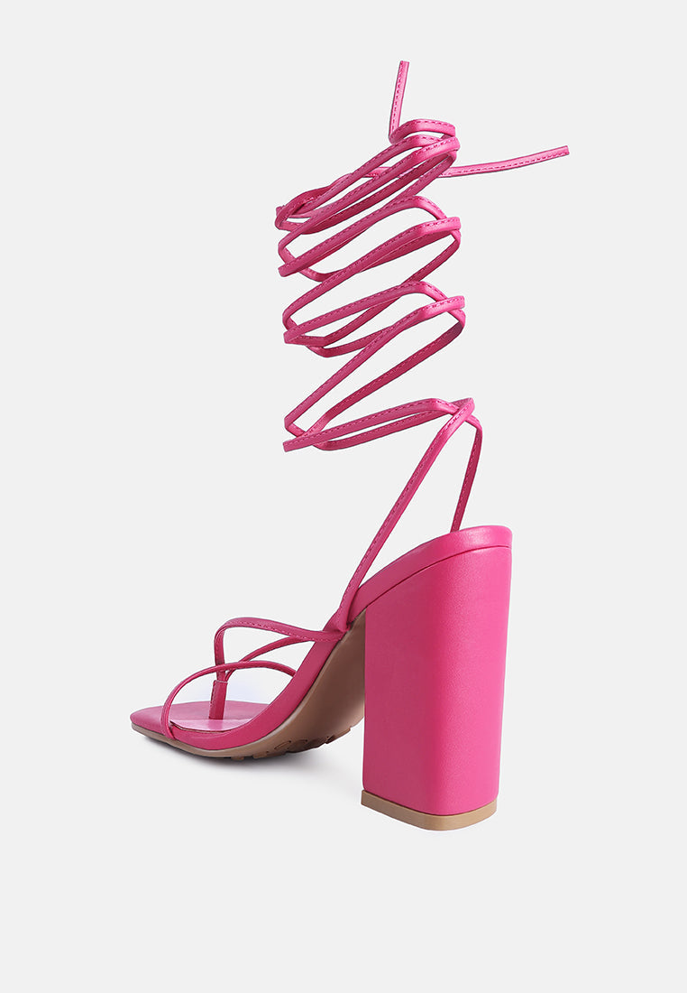 Pole Dance Lace Up Block Heel Sandals-4