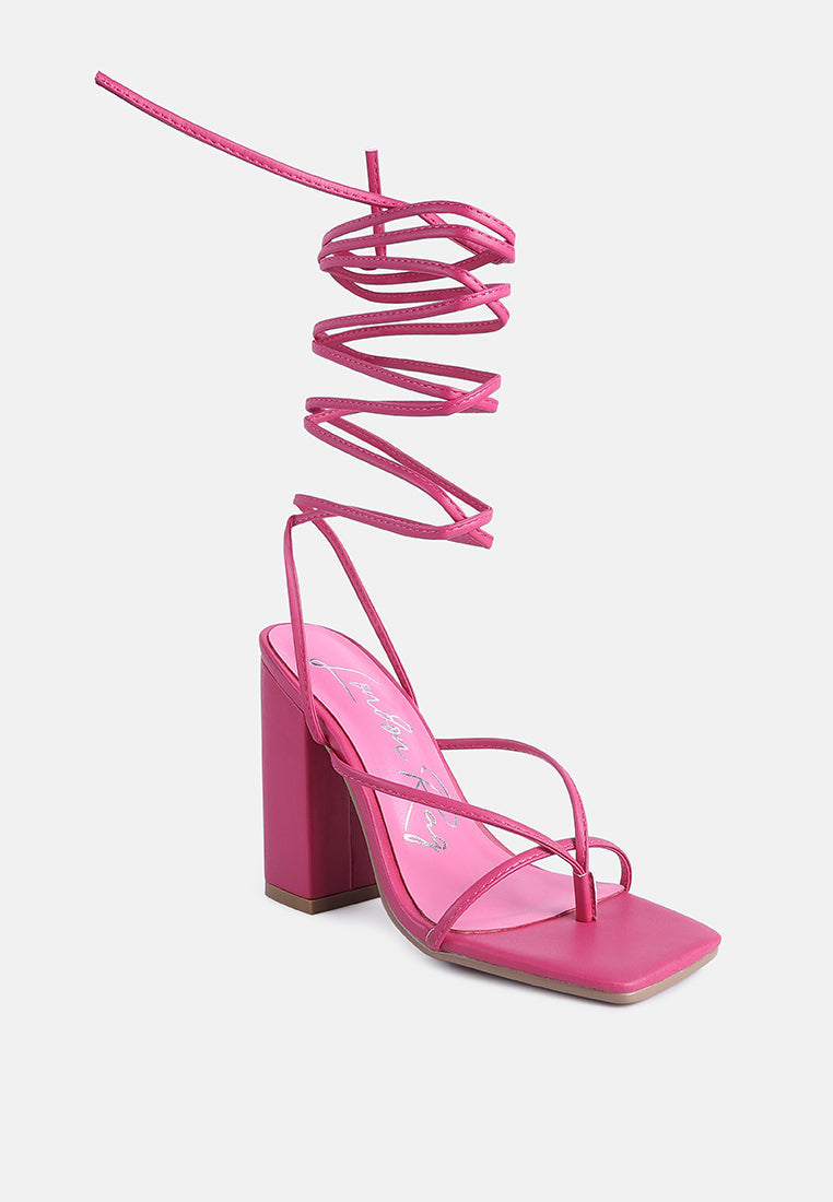 Pole Dance Lace Up Block Heel Sandals-3