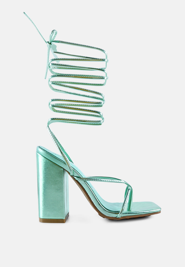 Shewolf Lace Up High Heel Sandals-0