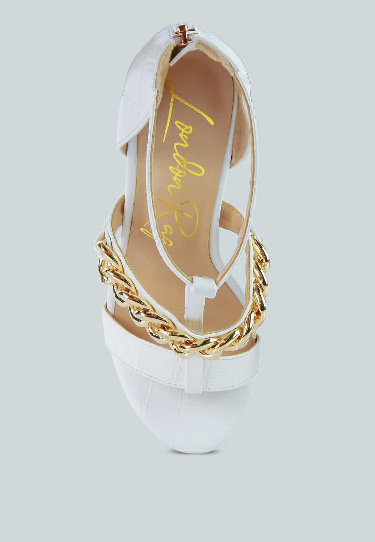Bonita Metal Chain Zip Up Sandals-3