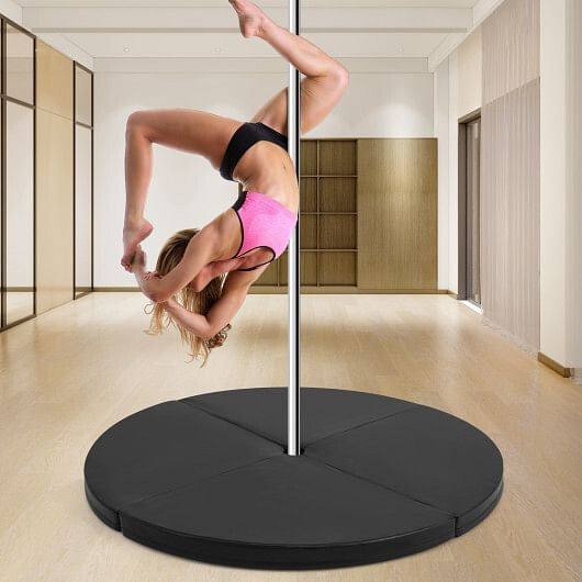 Pole Dance Crash Mat Round Portable Yoga Mat with EPE Foam-Black-0