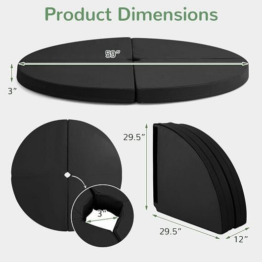 Pole Dance Crash Mat Round Portable Yoga Mat with EPE Foam-Black-3