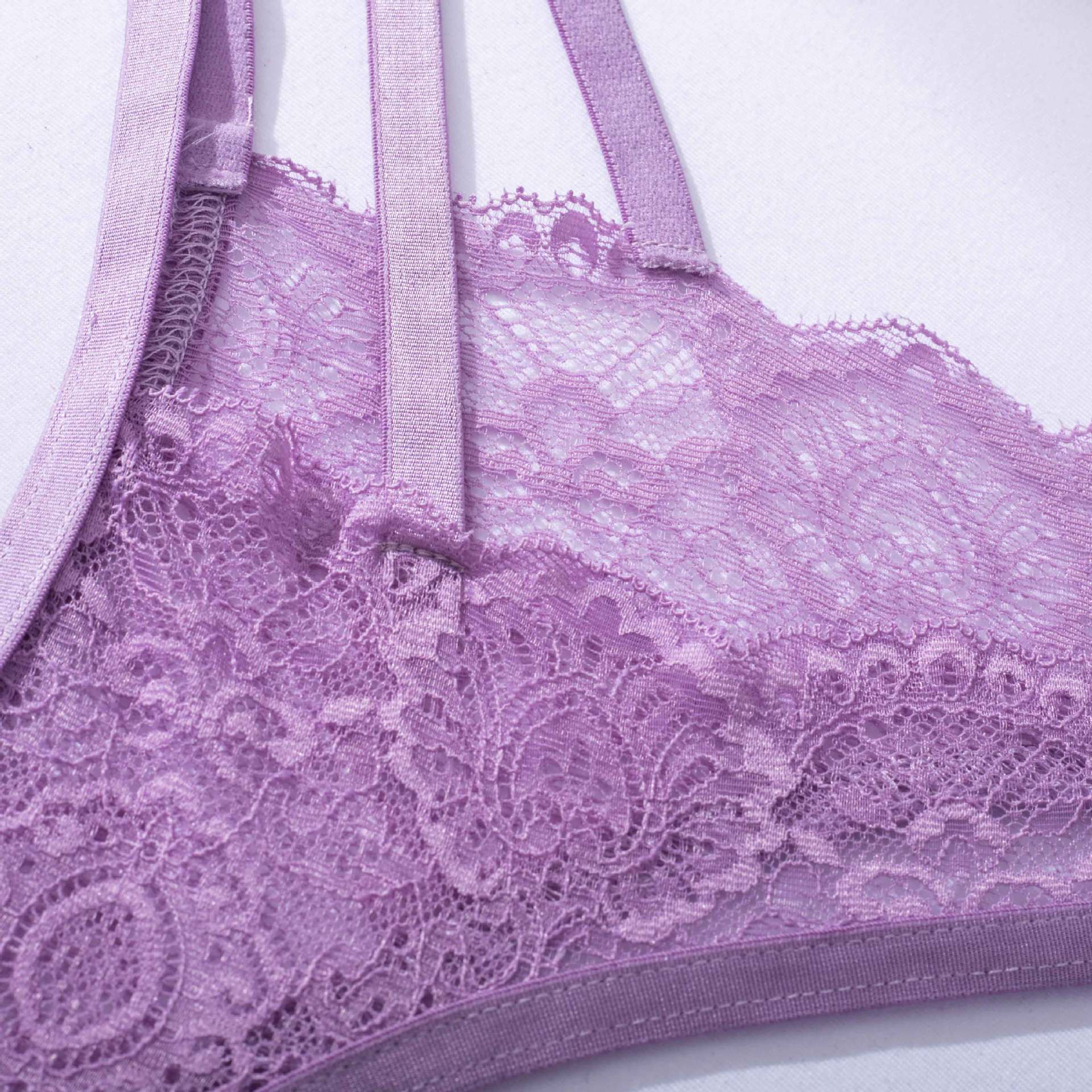 Wholesale Lavender Whisper Sheer Balconette Lingerie Set-11