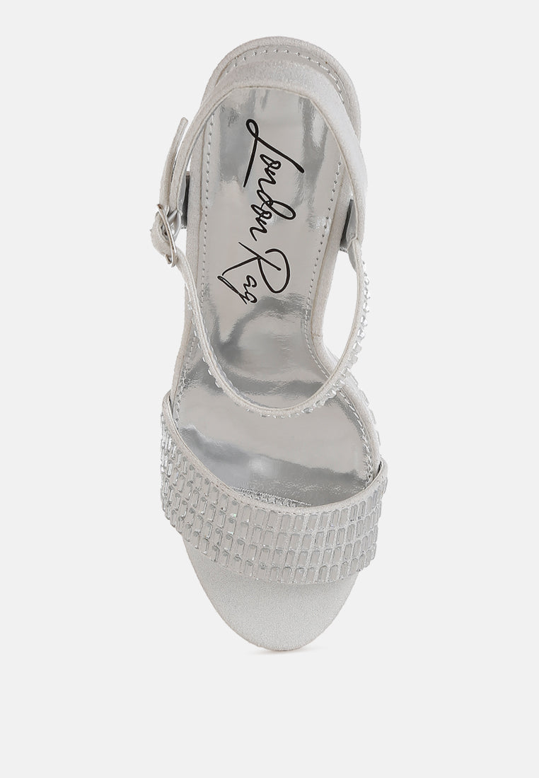 Ortage Rhinestones Embellished High Block Heels-3