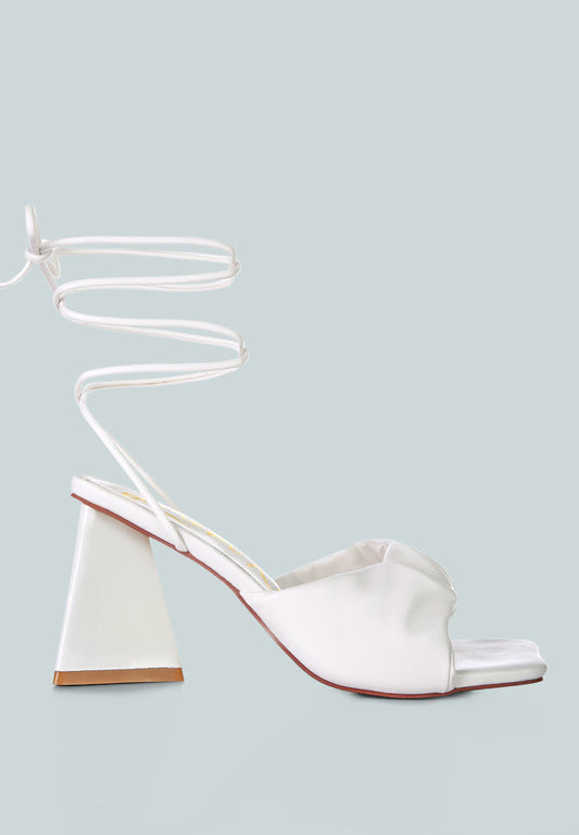 Primavera Ruched Triangular Heel Lace Up Sandal-0