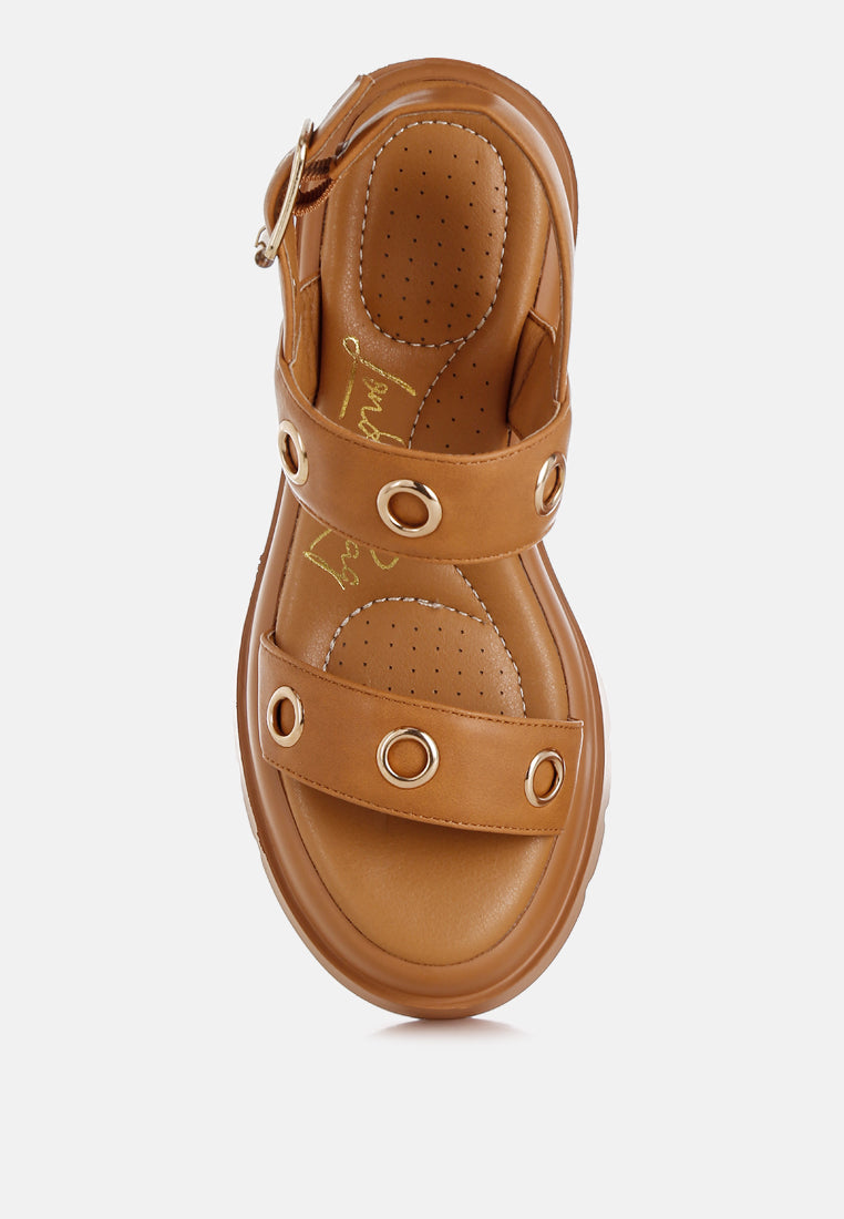 Urla Eyelet Detail Platform Heel Sandals-3