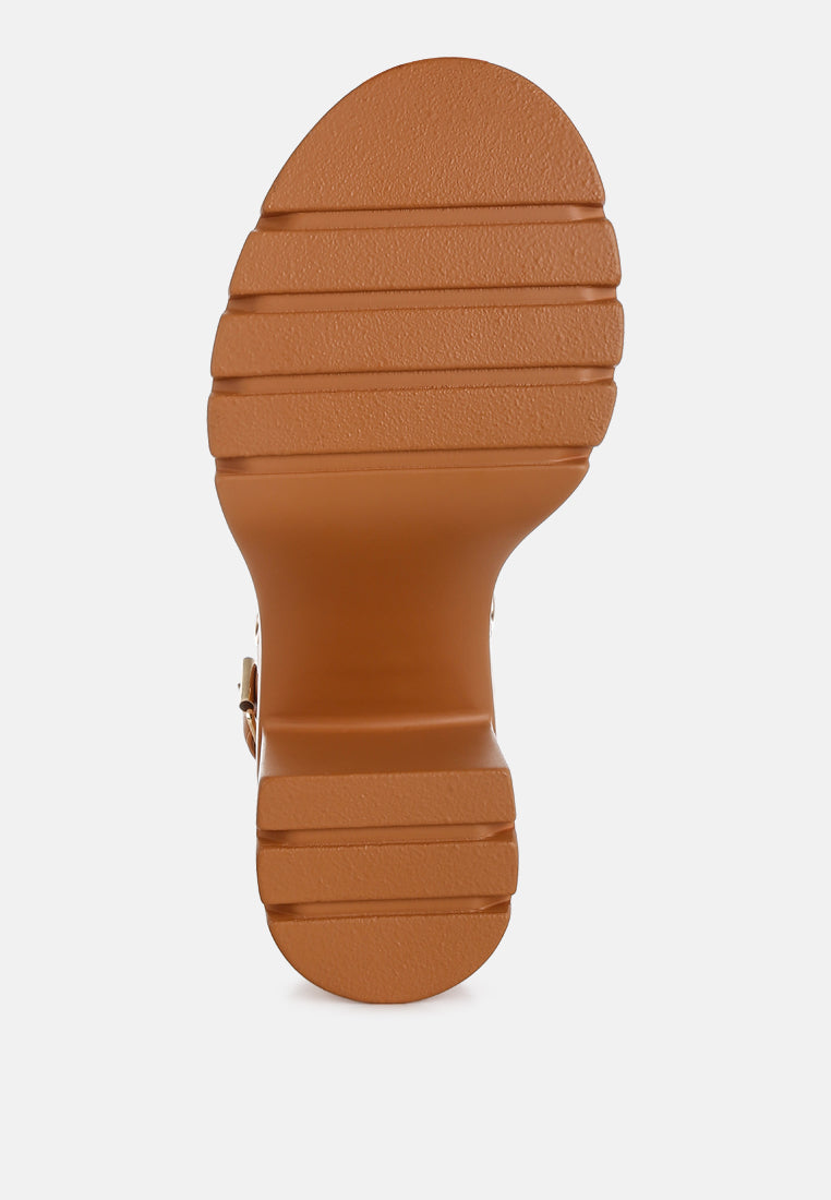 Urla Eyelet Detail Platform Heel Sandals-4
