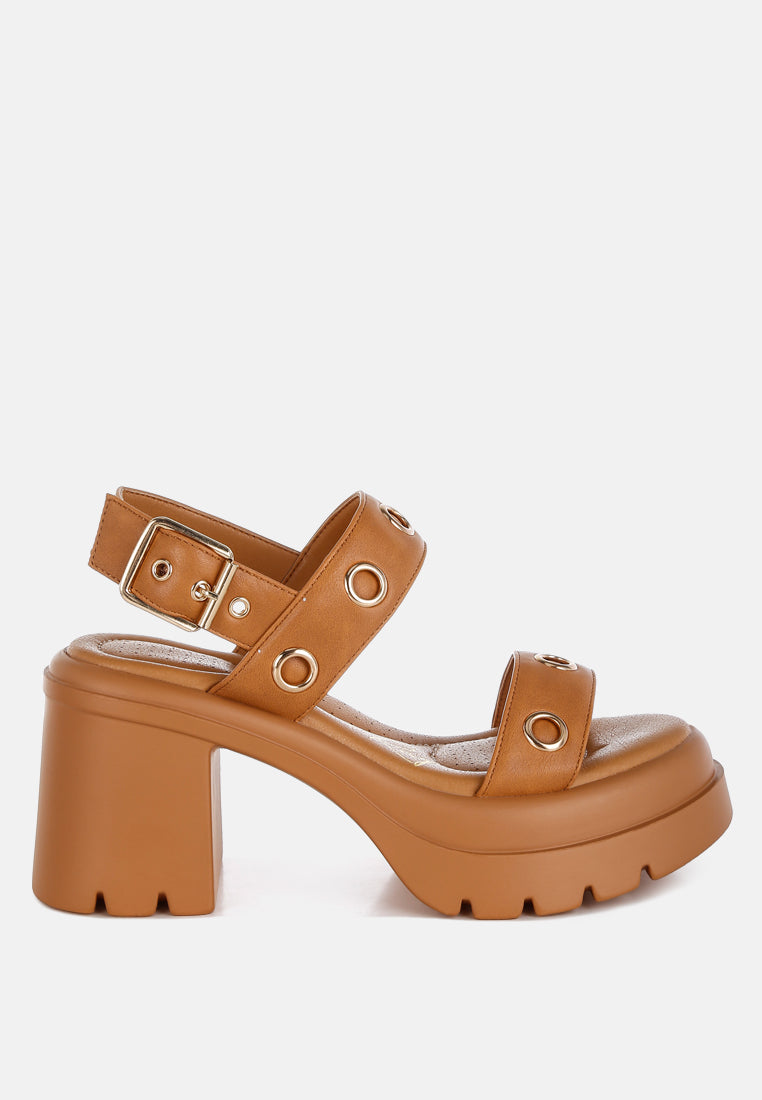 Urla Eyelet Detail Platform Heel Sandals-0