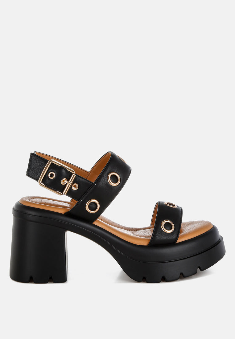 Urla Eyelet Detail Platform Heel Sandals-7