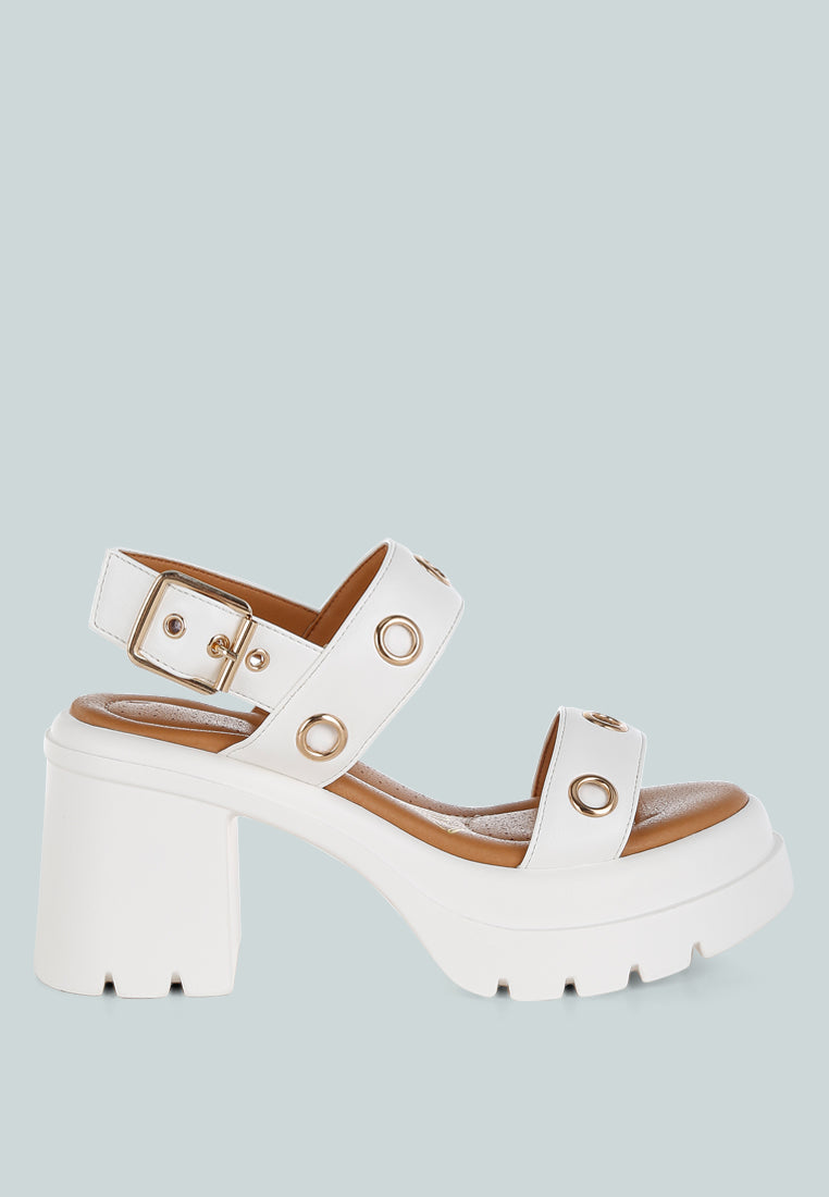 Urla Eyelet Detail Platform Heel Sandals-6