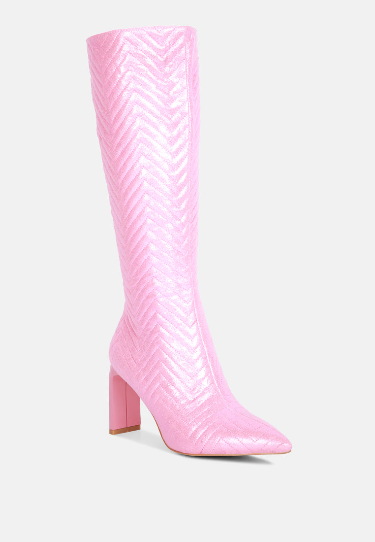 Prinkles Quilted Italian Block Heel Calf Boots-2