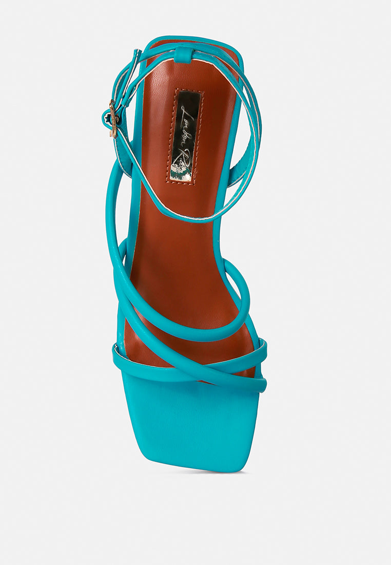 Right Pose Faux Leather Block Heel Sandals-3